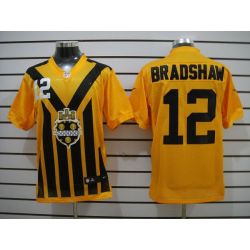 Cheap Terry Bradshaw Steelers Jersey #12 Yellow Throwback From China Elite