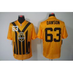 Cheap Dermontti Dawson Steelers Jersey #63 Yellow Throwback From China Elite