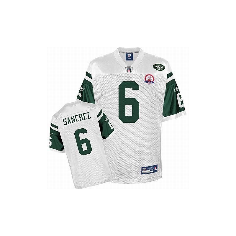 Cheap Mark Sanchez Jets Jersey #6 White 50th From China