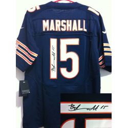 Cheap Brandon Marshall Bears Jersey #15 Blue From China Autographed Elite
