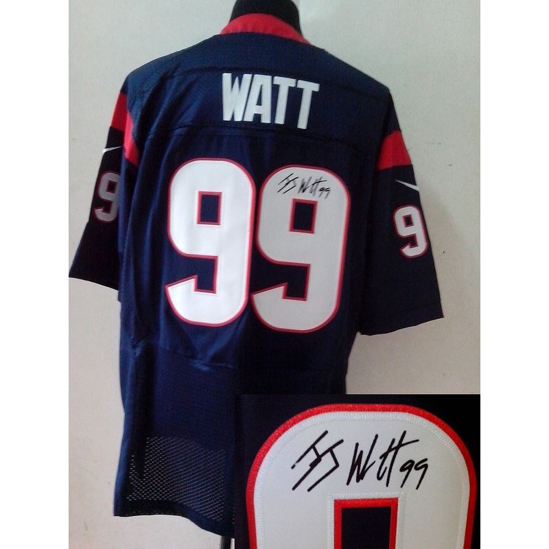 Cheap JJ Watt Texans Jersey #99 Blue From China Autographed Elite