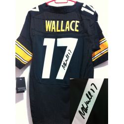 Cheap Mike Wallace Steelers Jersey #17 Black From China Autographed Elite