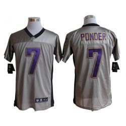 Cheap Christian Ponder Vikings Jersey #7 Grey From China Grey Shadow