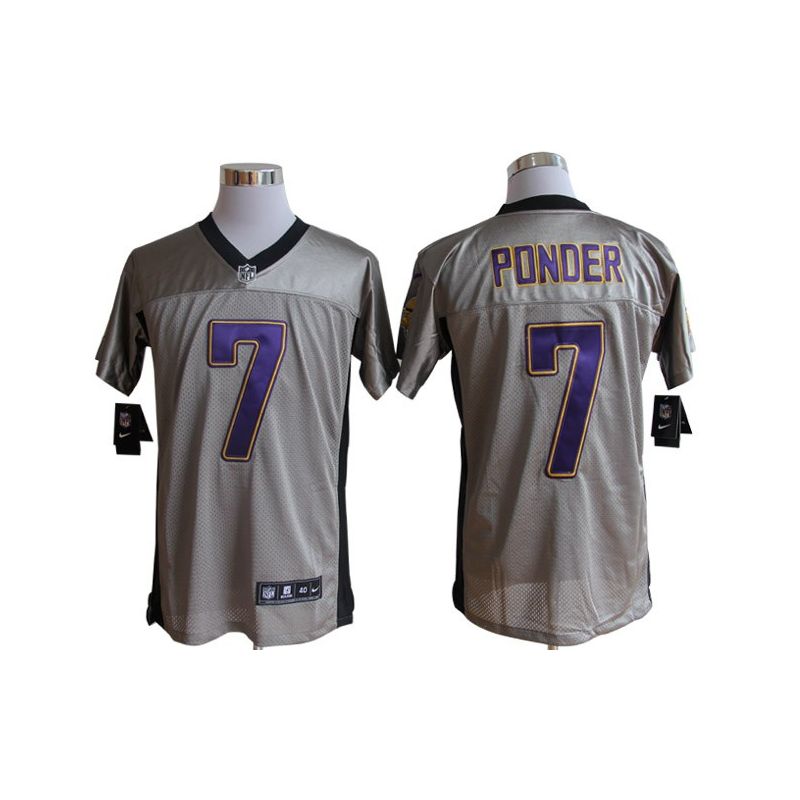 Cheap Christian Ponder Vikings Jersey #7 Grey From China Grey Shadow