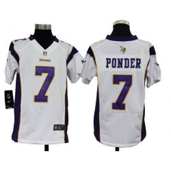 Cheap Christian Ponder Vikings Youth Jersey #7 White From China Game