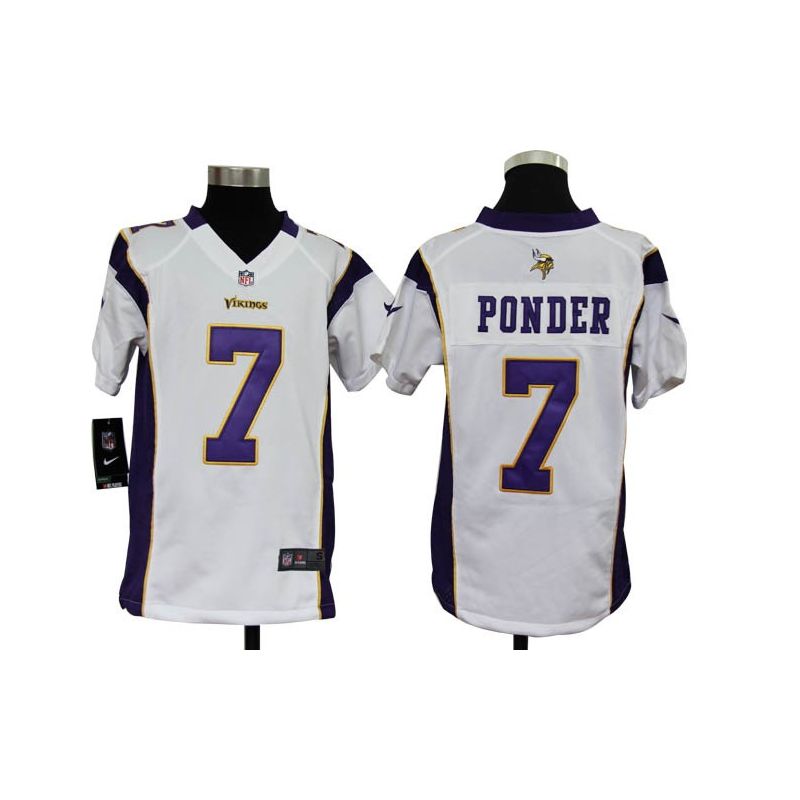 Cheap Christian Ponder Vikings Youth Jersey #7 White From China Game