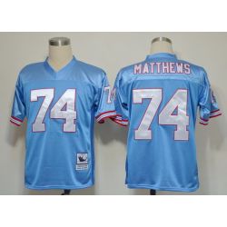 Cheap Bruce Matthews Oilers Jersey #74 Light Blue From China Throwback