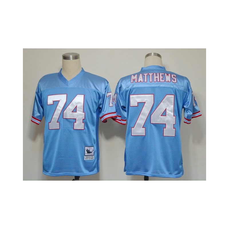 Cheap Bruce Matthews Oilers Jersey #74 Light Blue From China Throwback