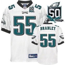 Cheap Stewart Bradley Eagles Jersey #55 White 50th From China