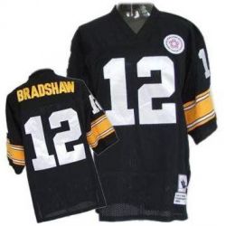 Cheap Terry Bradshaw Steelers Jersey #12 Black Throwback From China
