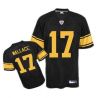 Cheap Mike Wallace Steelers Jersey #17 Black Yellow number From China