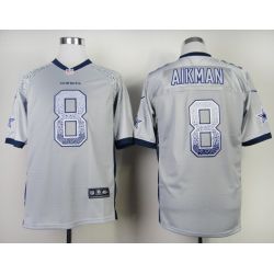 Cheap Troy Aikman Cowboys Jersey From China #8 Grey Drift Fashion
