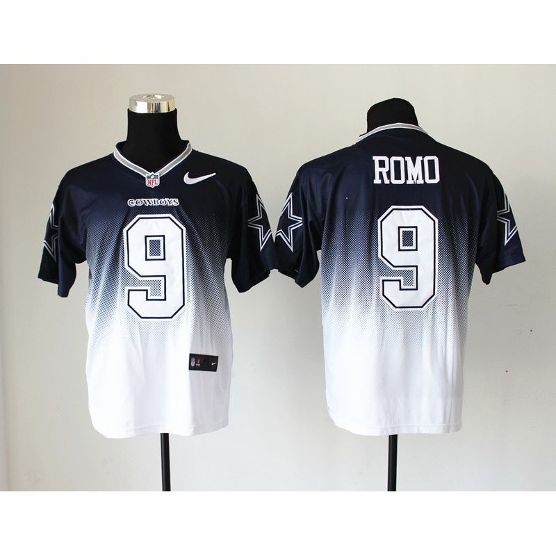 Cheap Tony Romo Cowboys Jersey From China #9 Blue-White Drift Fashion