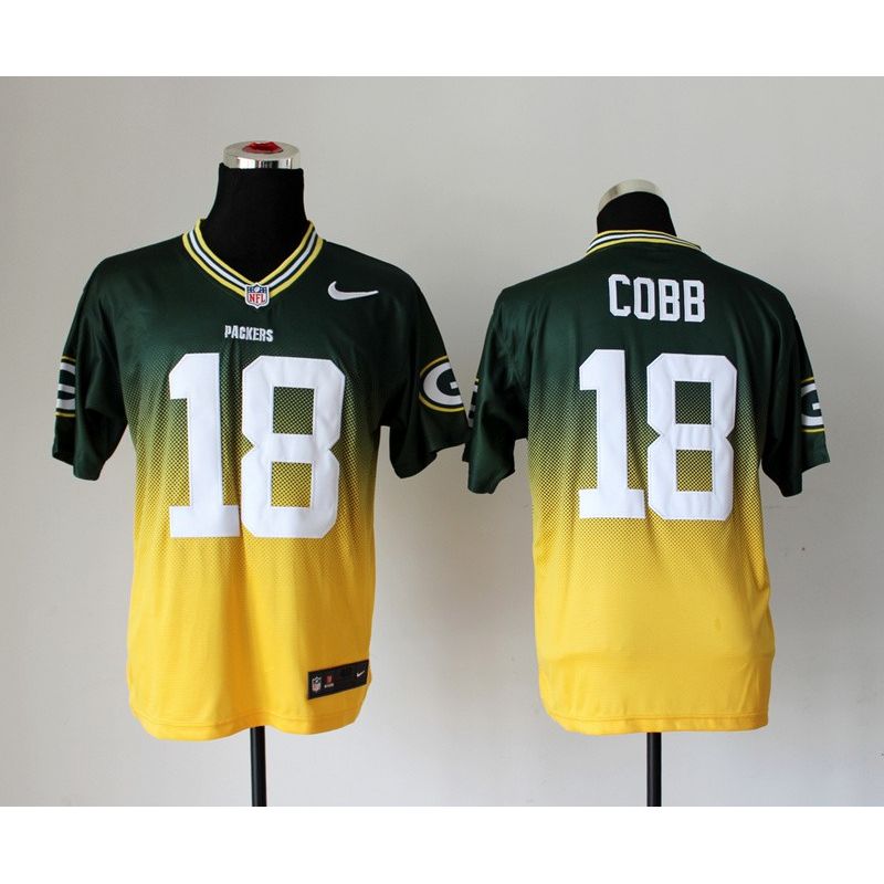 Cheap Randall Cobb Packers Jersey From China #18 Green-Yellow Drift Fashion