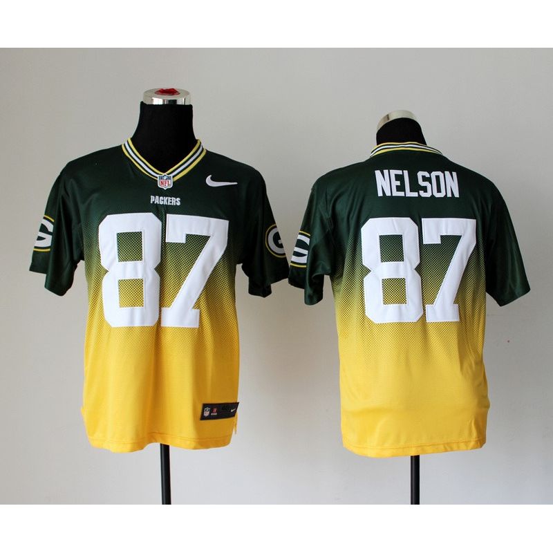 Cheap Jordy Nelson Packers Jersey From China #87 Green-Yellow Drift Fashion