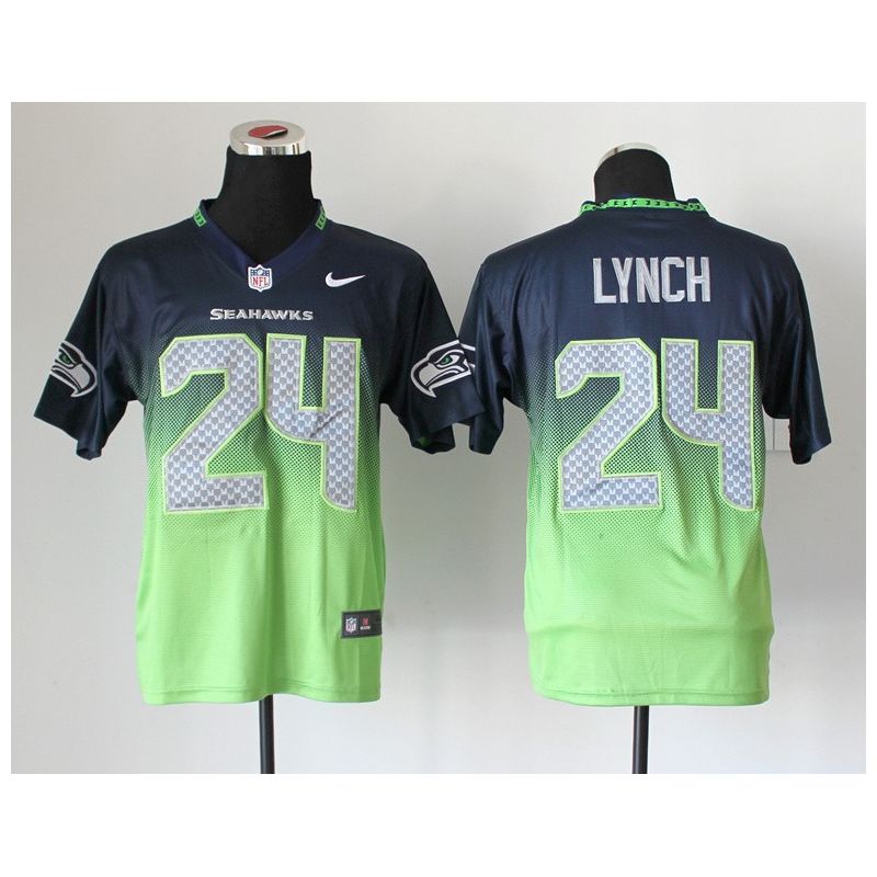 Cheap Marshawn Lynch Seahawks Jersey From China #24 Blue-Green Drift Fashion