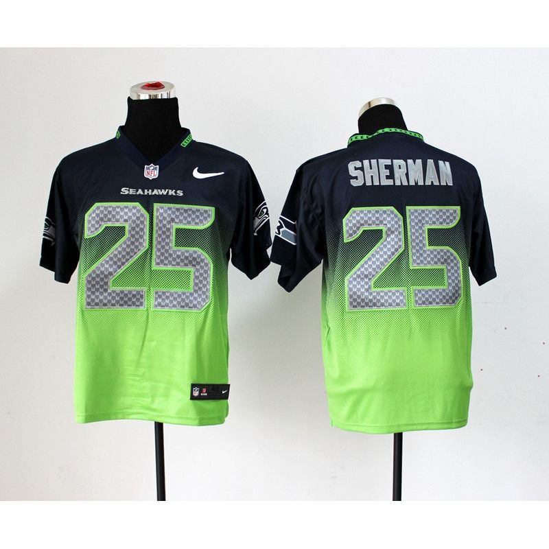 Cheap Richard Sherman Seahawks Jersey From China #25 Blue-Green Drift Fashion