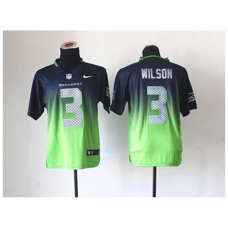 Cheap Russell Wilson Seahawks Jersey From China #3 Blue-Green Drift Fashion