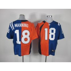 Cheap Manning Broncos+Colts Jersey From China #18 Orange-Blue Split