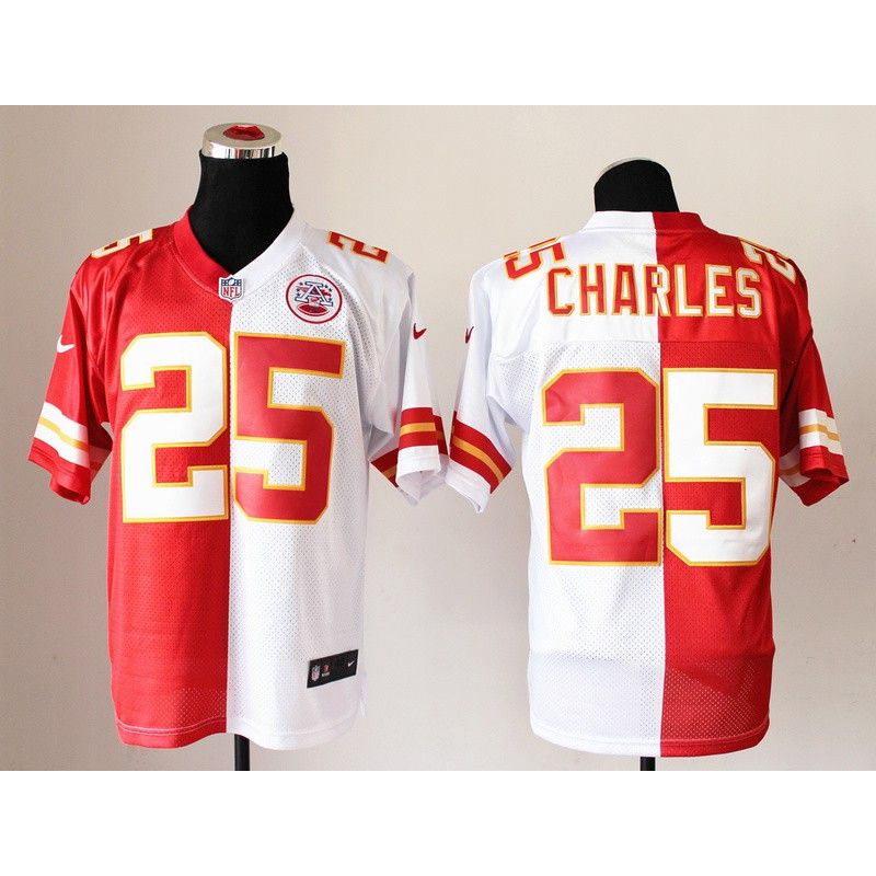 Cheap Jamaal Charles Chiefs Jersey From China #25 Red-White Split Cheap Jamaal Charles Chiefs Jersey From China #25 Red-White Split
