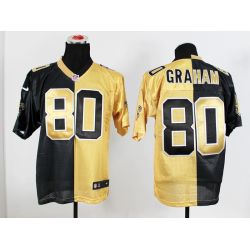 Cheap Jimmy Graham Saints Jersey From China #80 Black-Gold Split