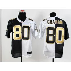 Cheap Jimmy Graham Saints Jersey From China #80 Black-White Split