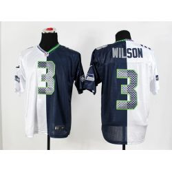 Cheap Russell Wilson Seahawks Jersey From China #3 White-Blue Split