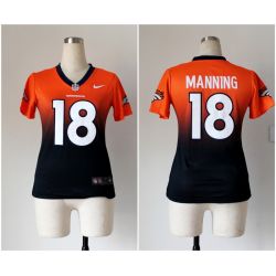 Cheap Peyton Manning Broncos Woman Jersey From China #18 Orange-Blue Drift Fashion