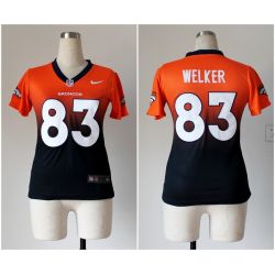 Cheap Wes Welker Broncos Woman Jersey From China #83 Orange-Blue Drift Fashion