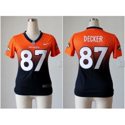 Cheap Eric Decker Broncos Woman Jersey From China #87 Orange-Blue Drift Fashion