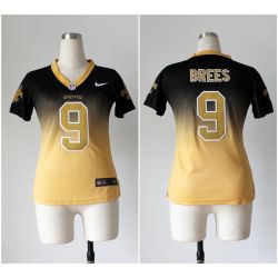 Cheap Drew Brees Saints Woman Jersey From China #9 Black-Gold Drift Fashion