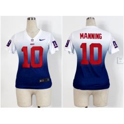 Cheap Eli Manning Giants Woman Jersey From China #10 White-Blue Drift Fashion