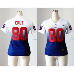 Cheap Victor Cruz Giants Woman Jersey From China #80 White-Blue Drift Fashion