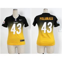 Cheap Troy Polamalu Steelers Woman Jersey From China #43 Black-Yellow Drift Fashion