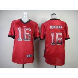 Cheap Joe Montana 49ers Woman Jersey From China #16 Red Drift Fashion