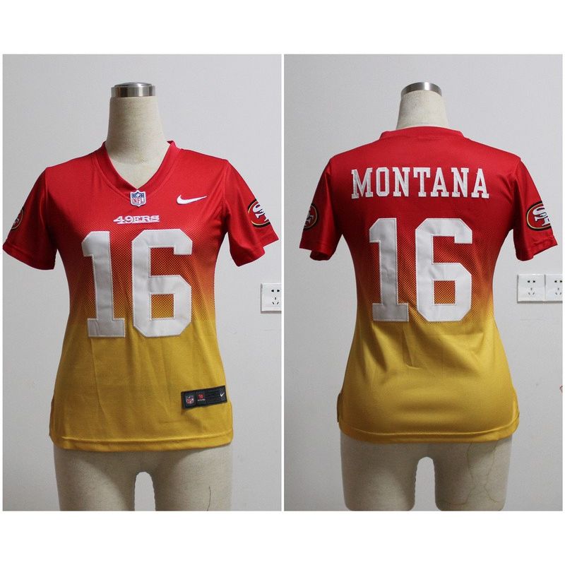 Cheap Joe Montana 49ers Woman Jersey From China #16 Red-Yellow Drift Fashion Cheap Joe Montana 49ers Woman Jersey From China #16 Red-Yellow Drift Fashion