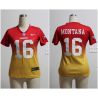 Cheap Joe Montana 49ers Woman Jersey From China #16 Red-Yellow Drift Fashion