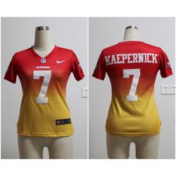 Cheap Colin Kaepernick 49ers Woman Jersey From China #7 Red-Yellow Drift Fashion