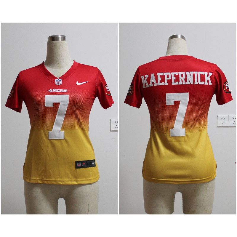 Cheap Colin Kaepernick 49ers Woman Jersey From China #7 Red-Yellow Drift Fashion Cheap Colin Kaepernick 49ers Woman Jersey From China #7 Red-Yellow Drift Fashion