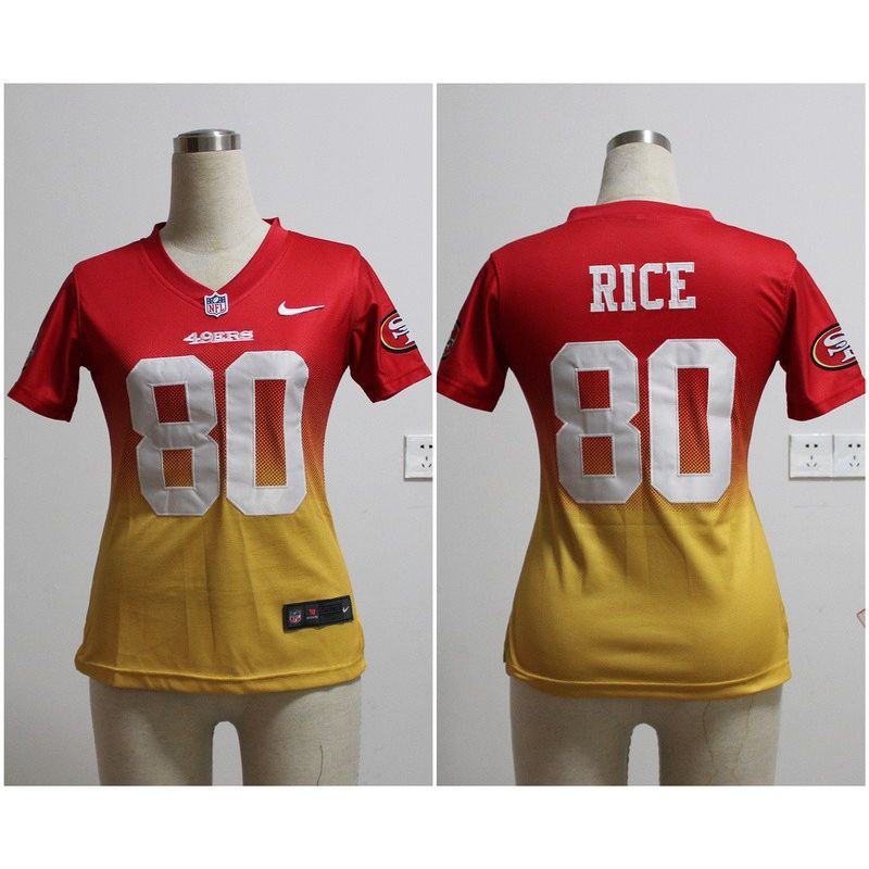 Cheap Jerry Rice 49ers Woman Jersey From China #80 Red-Yellow Drift Fashion Cheap Jerry Rice 49ers Woman Jersey From China #80 Red-Yellow Drift Fashion