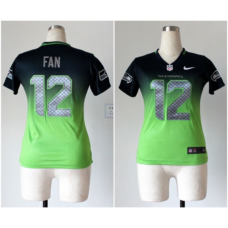 Cheap 12th Fan Seahawks Woman Jersey From China #12 Blue-Green Drift Fashion