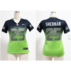 Cheap Richard Sherman Seahawks Woman Jersey From China #25 Blue-Green Drift Fashion