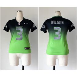 Cheap Russell Wilson Seahawks Woman Jersey From China #3 Blue-Green Drift Fashion