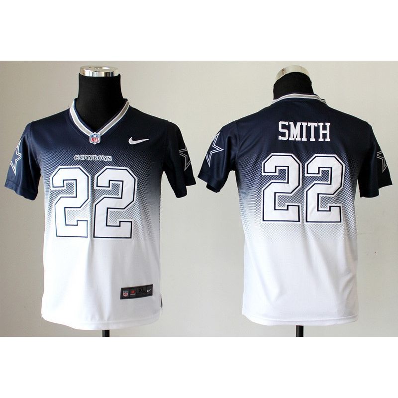 Cheap Emmitt Smith Cowboys Youth Jersey #22 Blue-White Drift Fashion