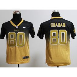 Cheap Jimmy Graham Saints Youth Jersey #80 Black-Gold Drift Fashion