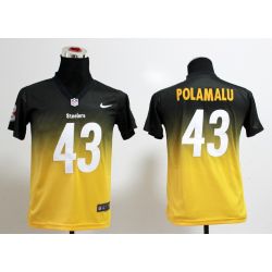 Cheap Troy Polamalu Steelers Youth Jersey #43 Black-Yellow Drift Fashion