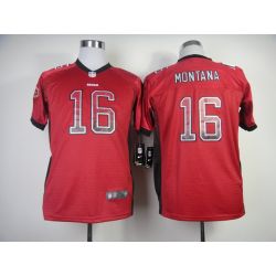 Cheap Joe Montana 49ers Youth Jersey #16 Red Drift Fashion