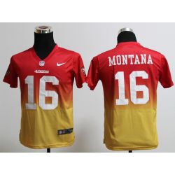 Cheap Joe Montana 49ers Youth Jersey #16 Red-Yellow Drift Fashion