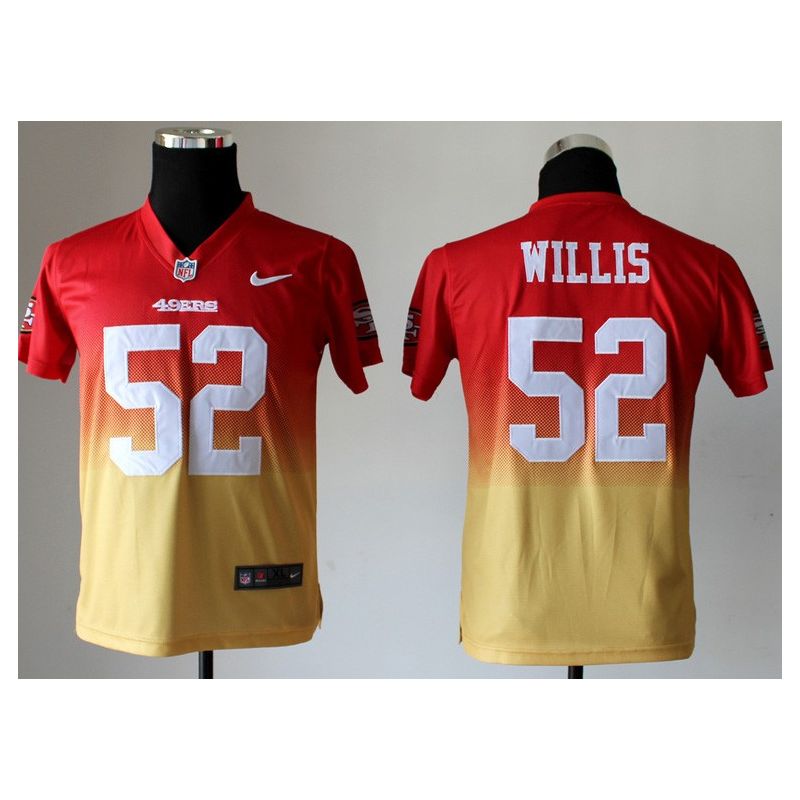 Cheap Patrick Willis 49ers Youth Jersey #52 Red-Yellow Drift Fashion