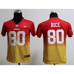Cheap Jerry Rice 49ers Youth Jersey #80 Red-Yellow Drift Fashion